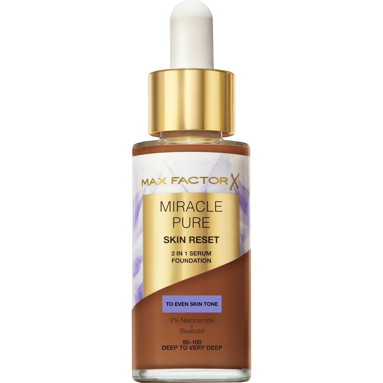 Max Factor Miracle Pure 2In1 Skin Reset Serum Foundation 08 Deep to Very Deep - 30 ml billede