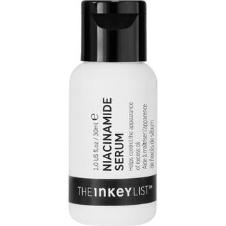 The Inkey List Niacinamide Serum 30ml niacinamid ansiktsserum för oljekontroll i vit plastflaska med svart lock
