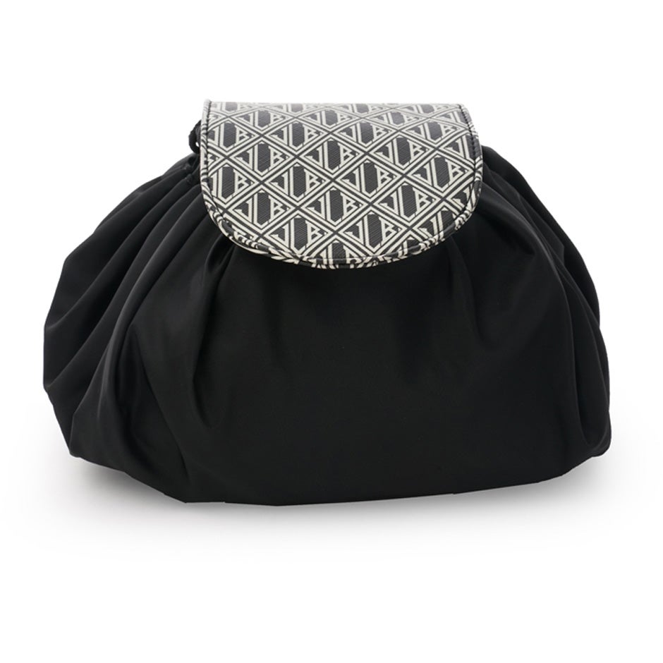 JLB Round Drawstring Bag M Black-White 27x16x17 cm 1 pcs