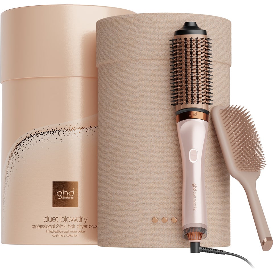 Duet Blowdry 2-in-1 Hair Dryer Brush Festive Gift Set In Cashmere Beige 2 pcs