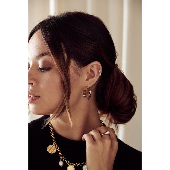 Flat Metal Statement Hoops Pale Gold