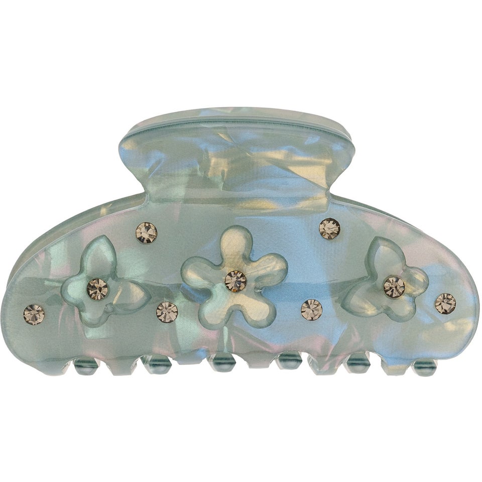 Flower & Butterfly Hair Claw Small Sand W/Sand 1 pcs