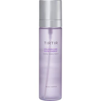 Tirtir Collagen Core Glow Essence 120 ml heleyttävä hoitoneste liilassa pullossa hopeisella korkilla.