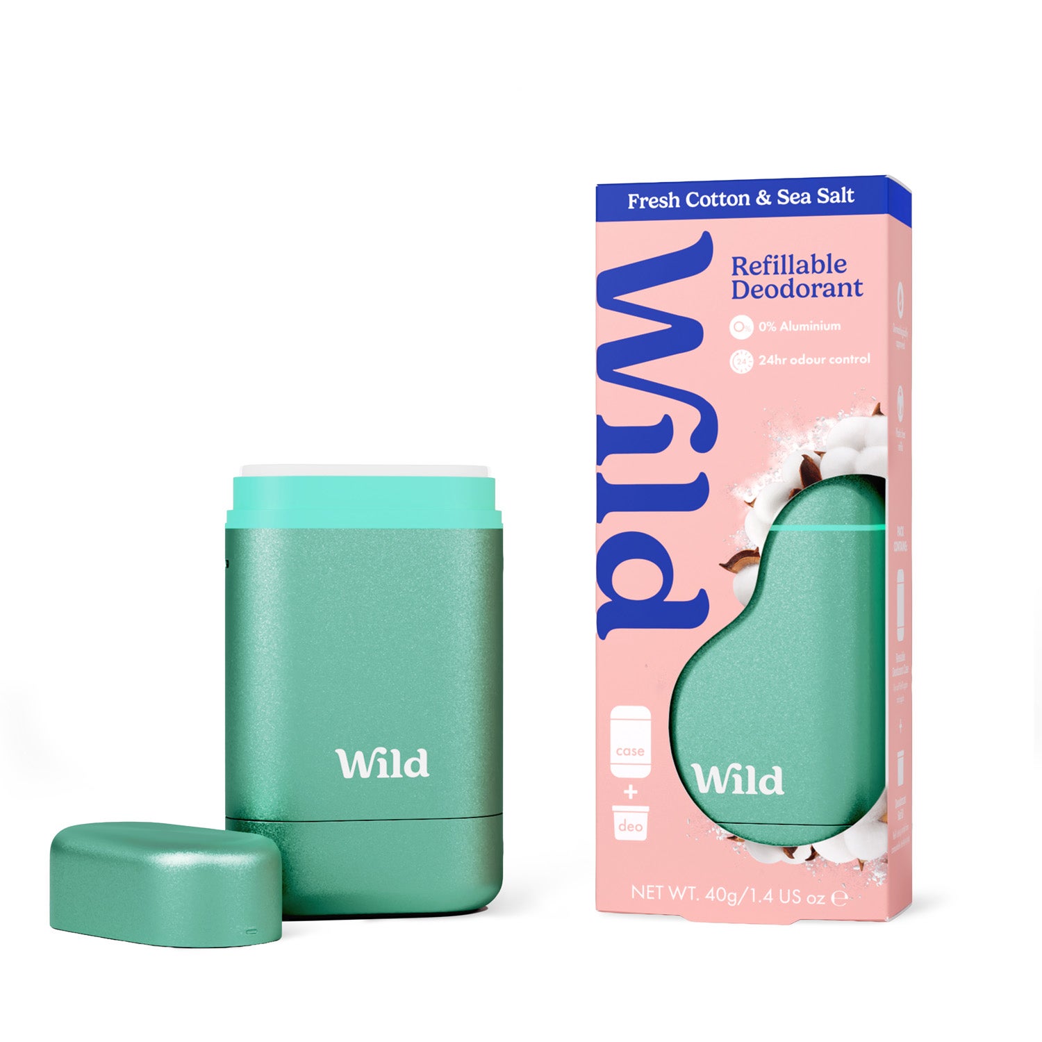 Wild Aqua Case And Fresh Cotton & Sea Salt Deodorant Starter Pack