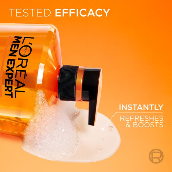 L'Oréal Paris Men Expert Hydra Energetic Shower Gel 1000 ml gir energi i en oransje XXXL pumpeflaske med taurin