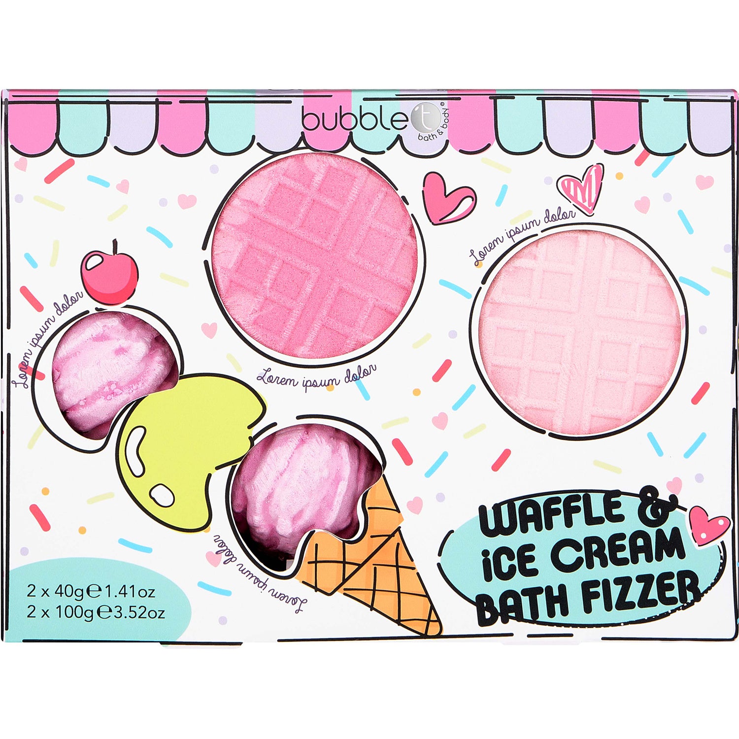 Alternativ bild 1 för BubbleT Cartoon Waffle Bath Fizzer Set 320 st