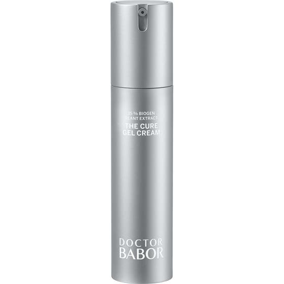 DOCTOR BABOR The Cure Gel Cream 50 ml regenererende ansiktskrem i en elegant sølvfarget sylindrisk pumpeflaske.
