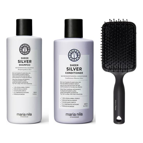 Silver Blonde Care Set With Styling Brush