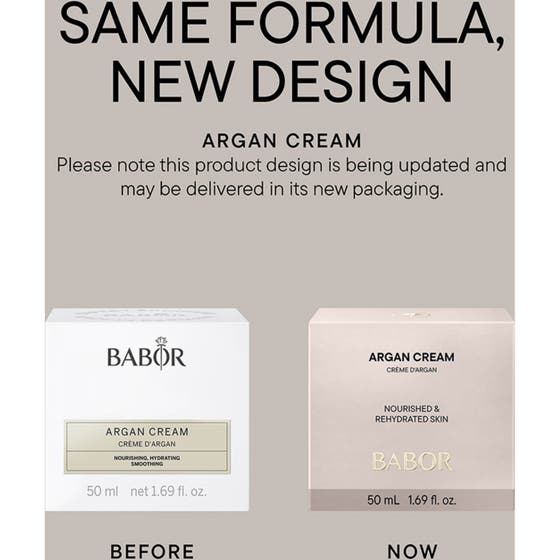 Babor Argan Cream 50 ml pleiende ansiktskrem med nærende ingredienser vist ved en rosa blomst