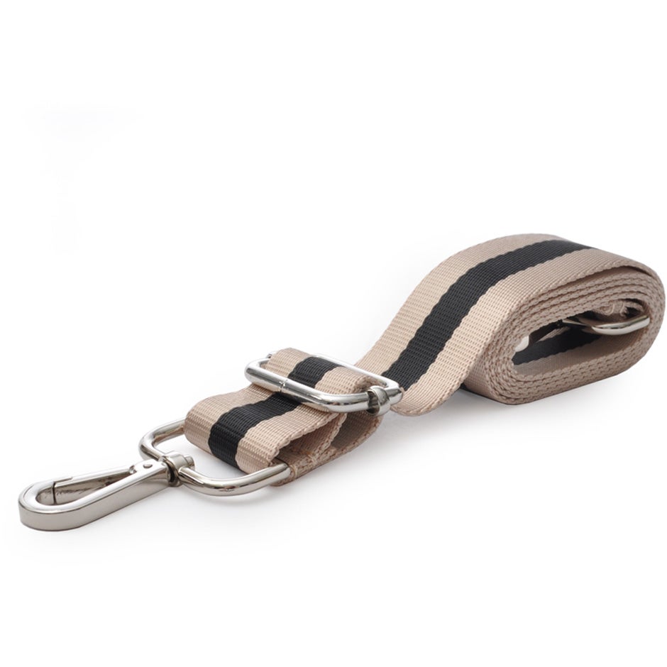 Shoulder Strap in Black/Sand Webbing (Silver) Black/Sand