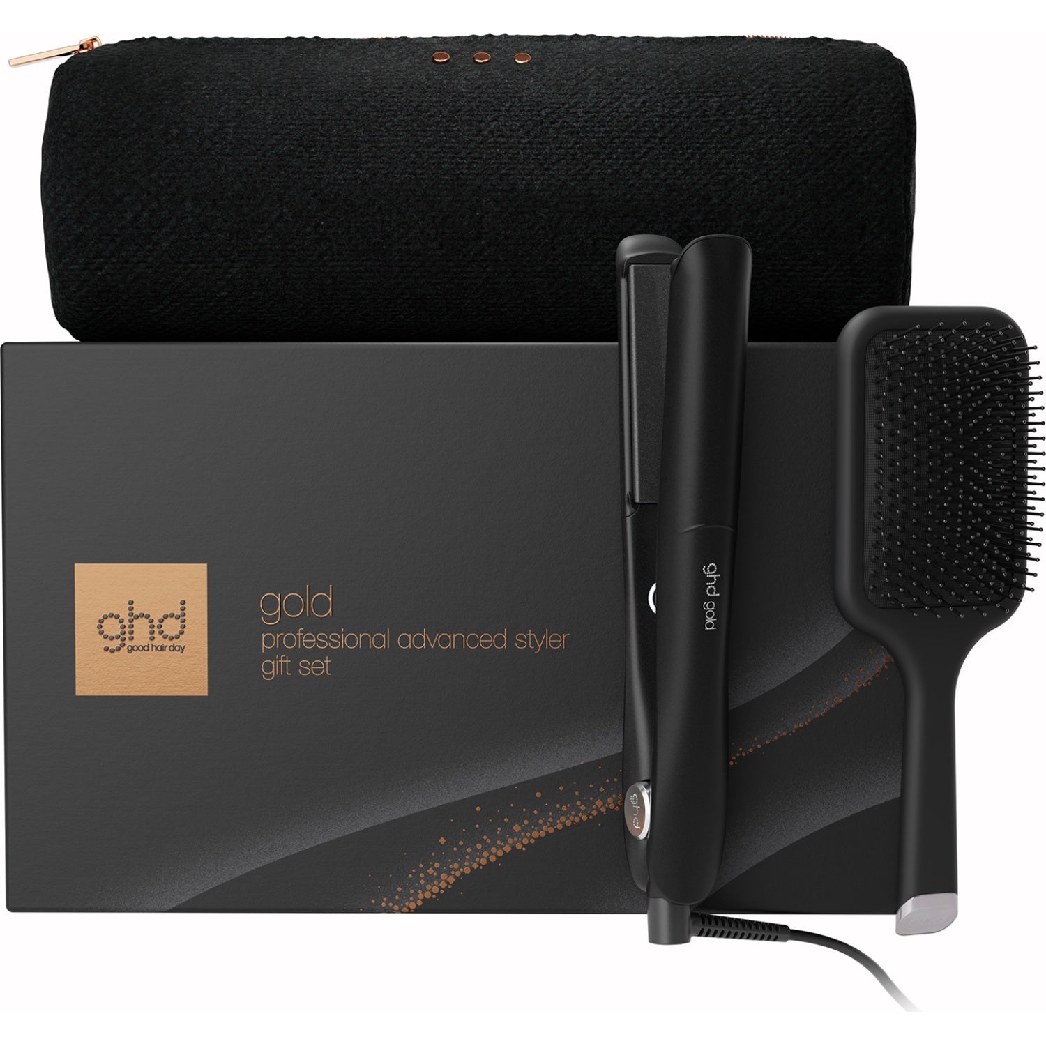 Gold Hair Straightener Festive Gift Set in Black 1 pcs