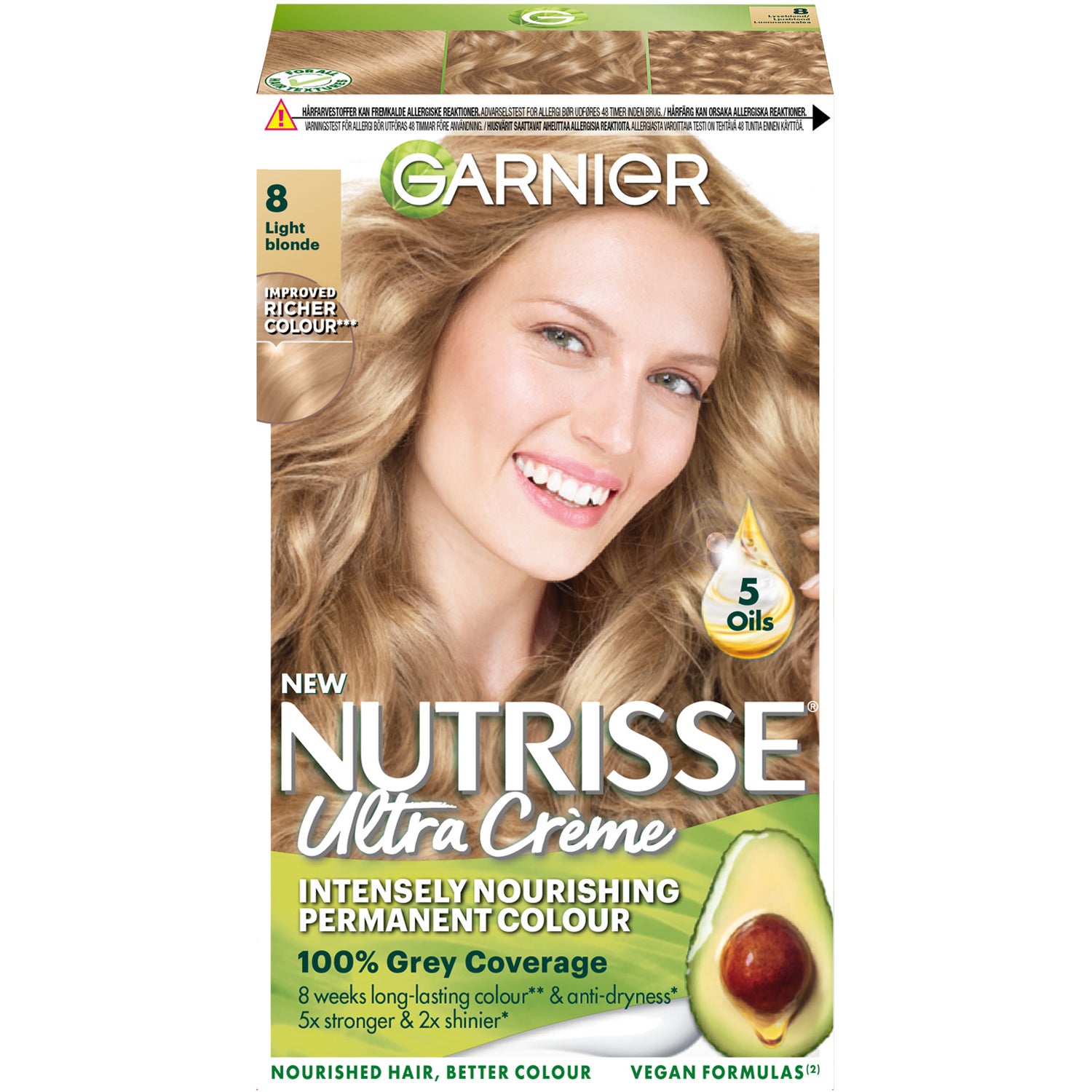Garnier Nutrisse Cream 8 Vanilla Blond 1 pcs hårfärg dam