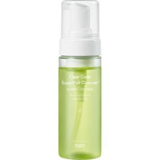Purito Clear Code Superfruit Cleanser 150 ml rensende ansiktsrens med salisylsyre i en lysegrønn flaske med hvit pumpe.