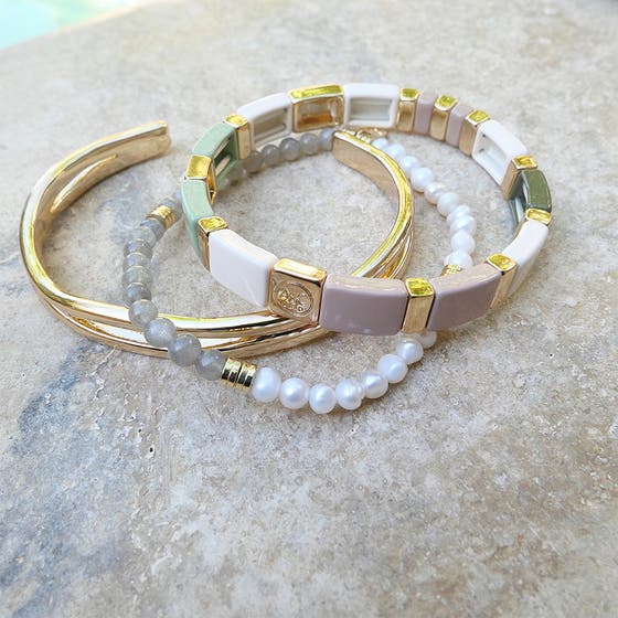 Funky Stones Bracelet Pearl/Labradorite