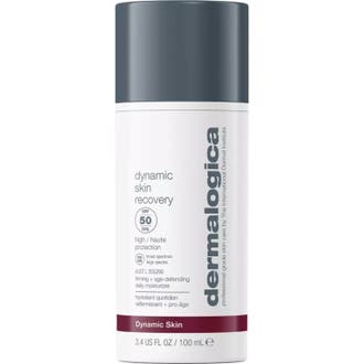 Dermalogica Dynamic Skin Recovery 100 ml fuktighetsgivende dagkrem med SPF 50 i hvit flaske med grått lokk.