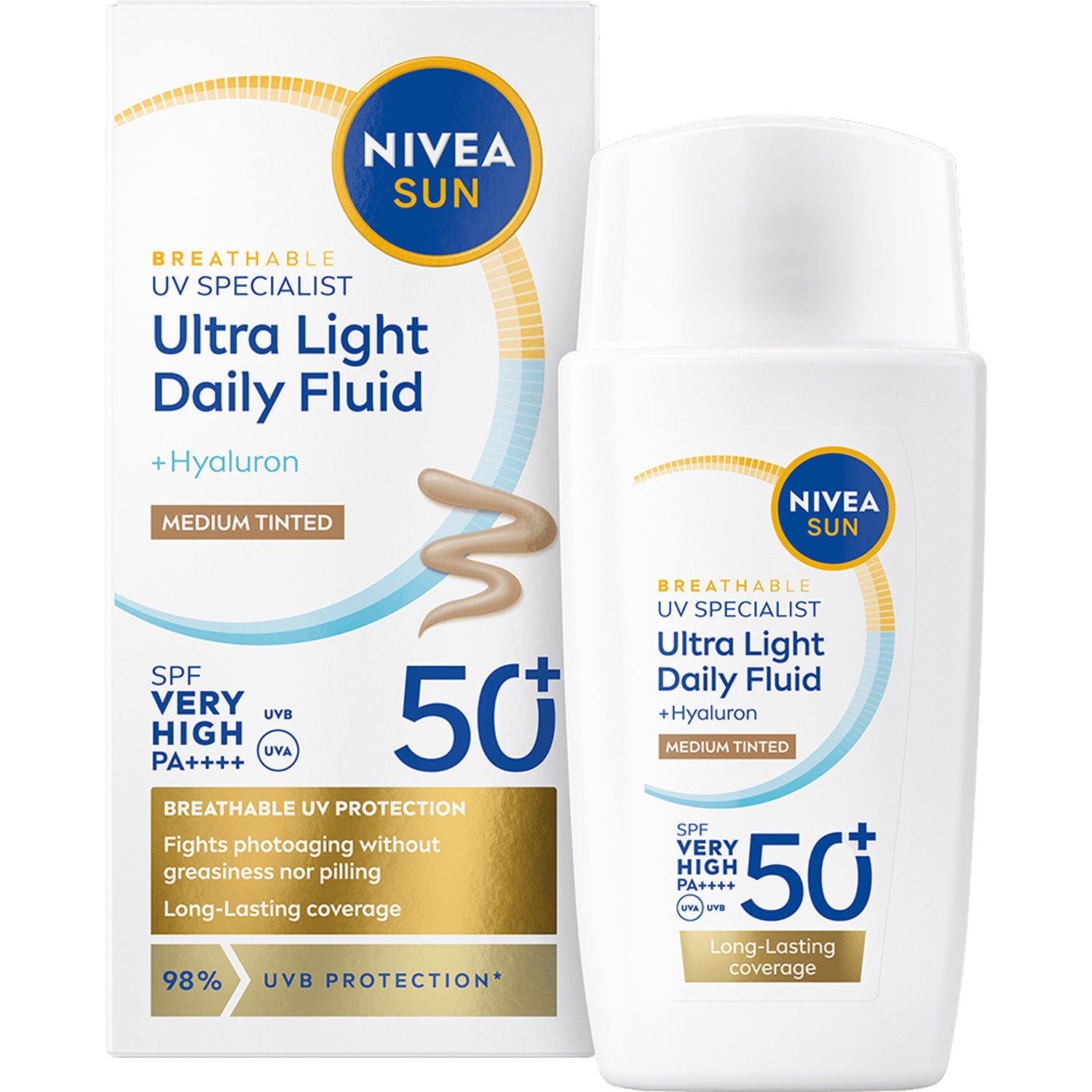 NIVEA UV Face Ultra Fluid Medium Tinted SPF50+ 40 ml billede
