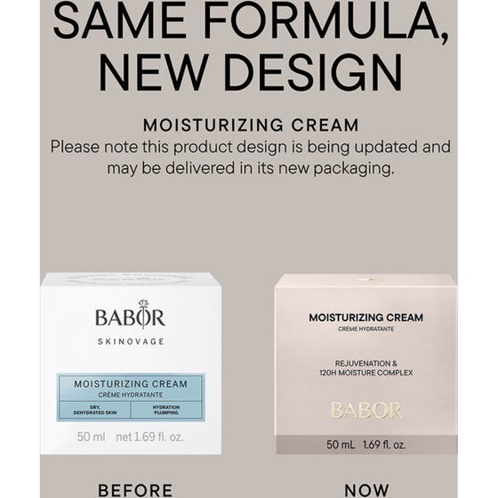 Babor Moisturizing Cream 50 ml fuktighetsgivende ansiktskrem vist med et nærbilde av en vakker rosa blomst