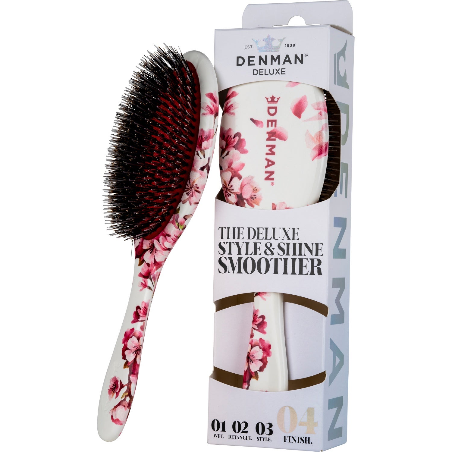 Denman Deluxe D81M Medium Style & Shine Brush Cherry Blossom 1 pcs hårverktyg herr