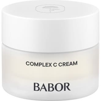 Babor Complex C Cream vitamin C ansigtscreme i elegant hvid frostet glaskrukke med hvidt skruelåg.