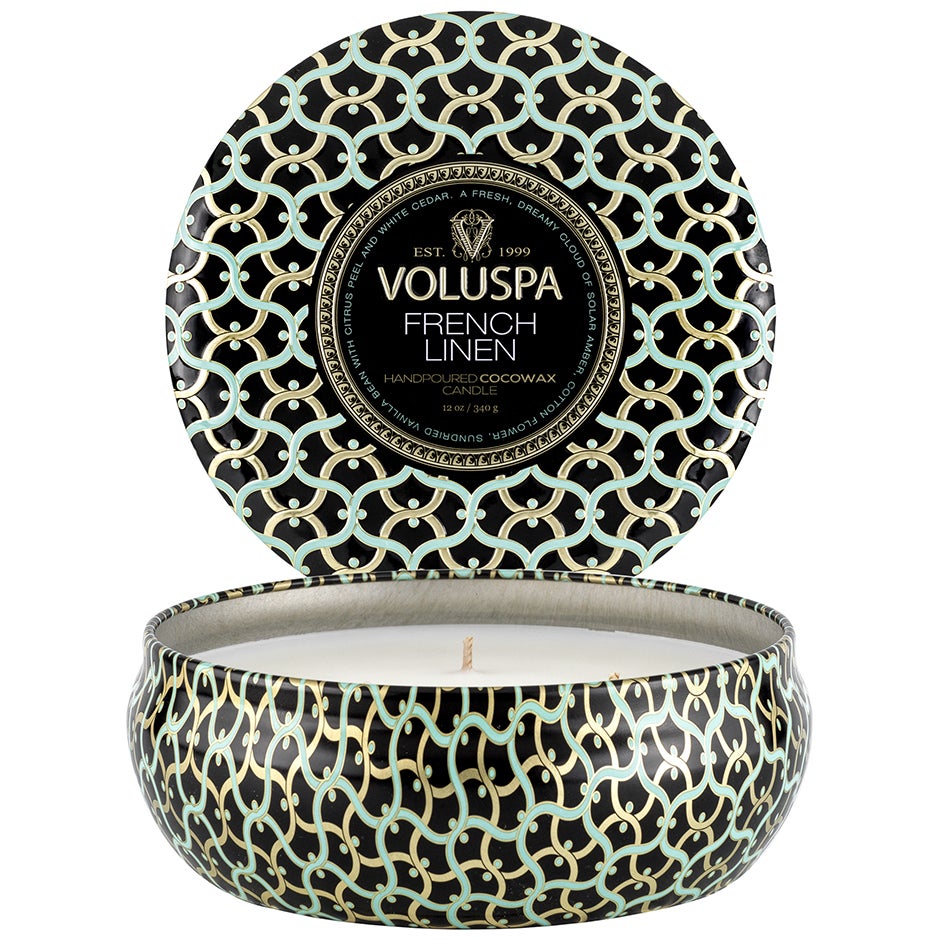 Produktfoto för Voluspa 3-Wick Tin Candle French Linen - 340 g