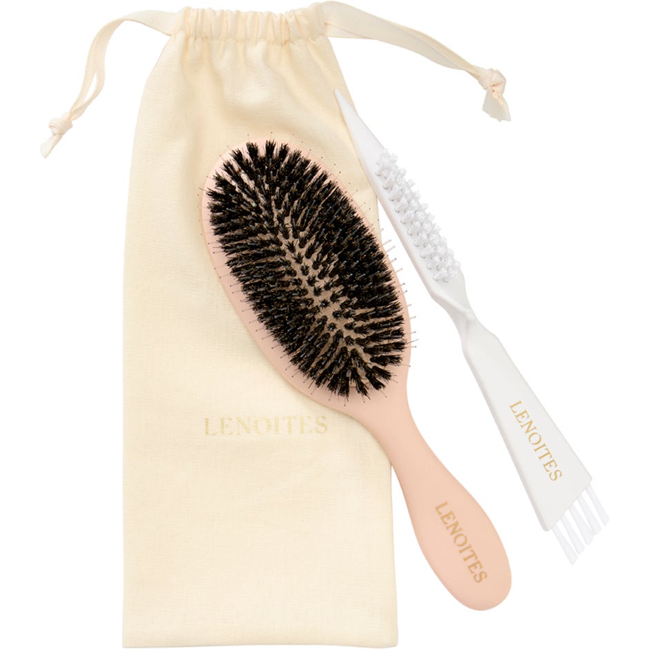 Wild Boar Hair Brush with Cleaning Tool Black 1 pcs