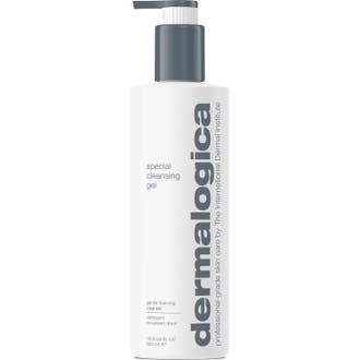 Dermalogica Special Cleansing Gel 500 ml mild skummende ansigtsrens i hvid plastflaske med grå pumpe