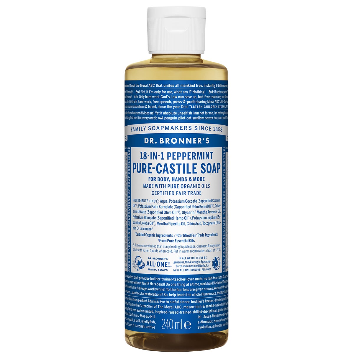 Dr. Bronner 18-In-1 Peppermint Pure Castile Soap 240 ml