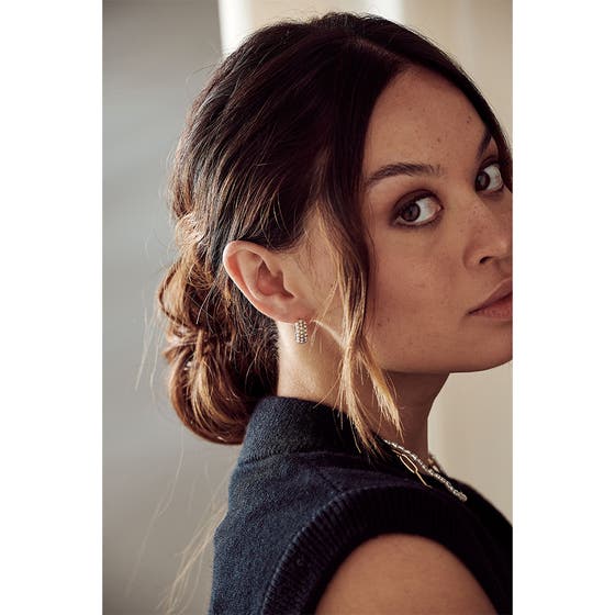 Pearl Embellished Domed Hoops Earrings