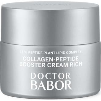 Doctor Babor Collagen-Peptide Booster Cream Rich 50 ml kiinteyttävä kasvovoide hopeisessa mattapintaisessa purkissa