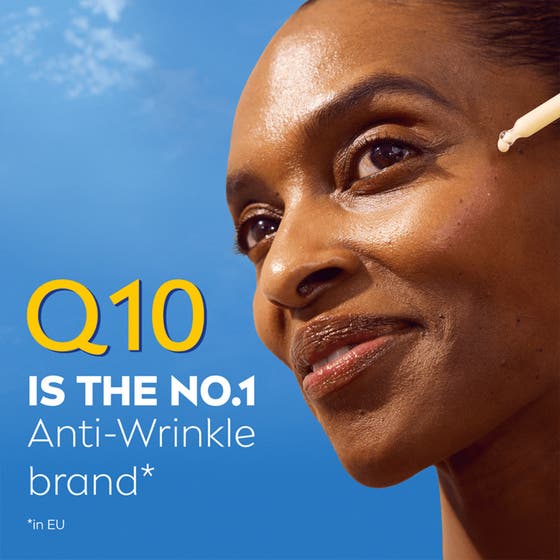 NIVEA Q10 Collagen Expert 3IN1 Repairing Serum 30 ml appliceras på huden med pipett för att motverka rynkor.