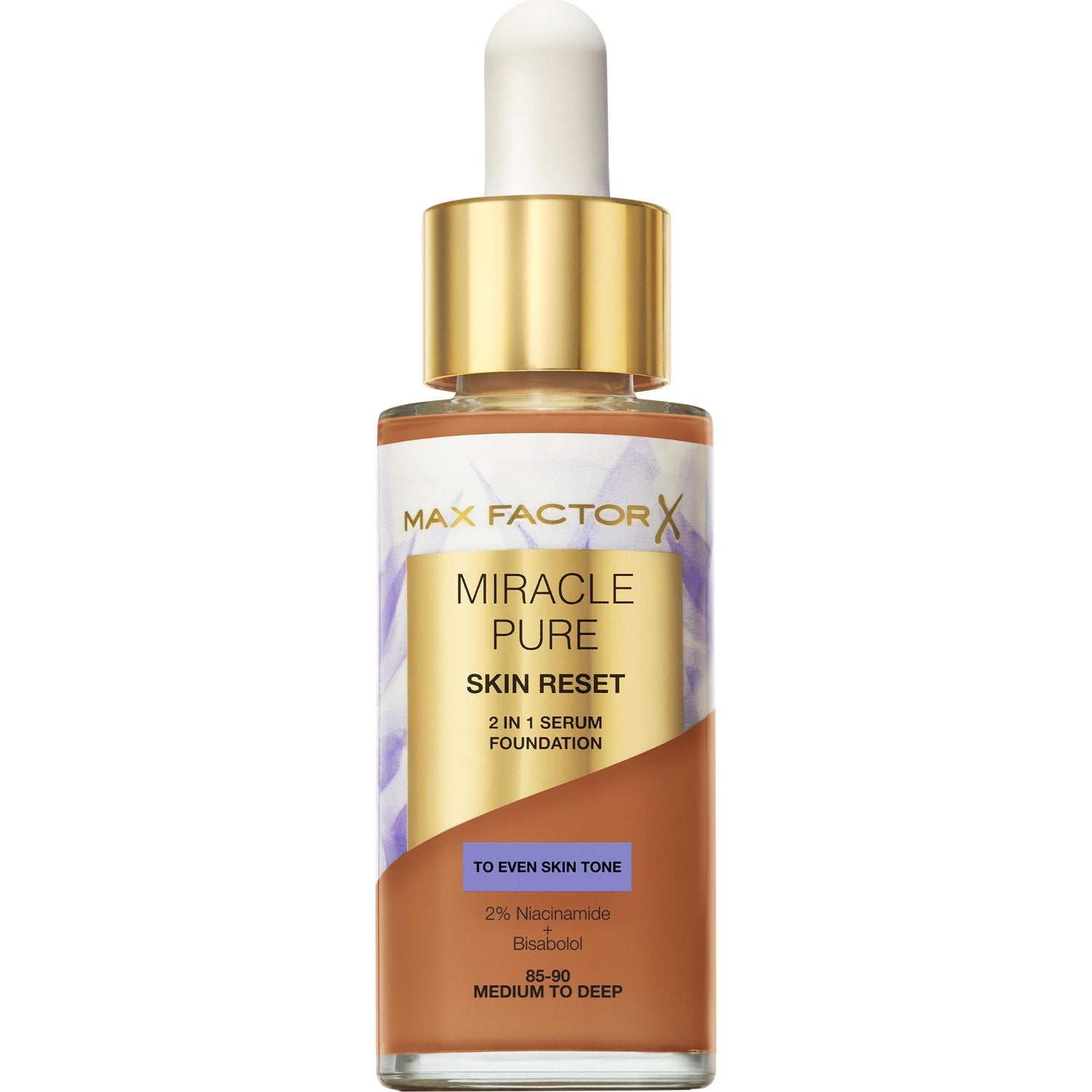 Max Factor Miracle Pure 2In1 Skin Reset Serum Foundation 06 Medium to Deep - 30 ml billede