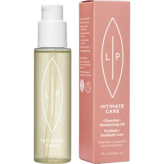Lip Intimate Care Cleansing + Moisturising Oil 75 ml kosteuttava intiimiöljy keltaisessa pullossa ja ruskeassa pakkauksessa