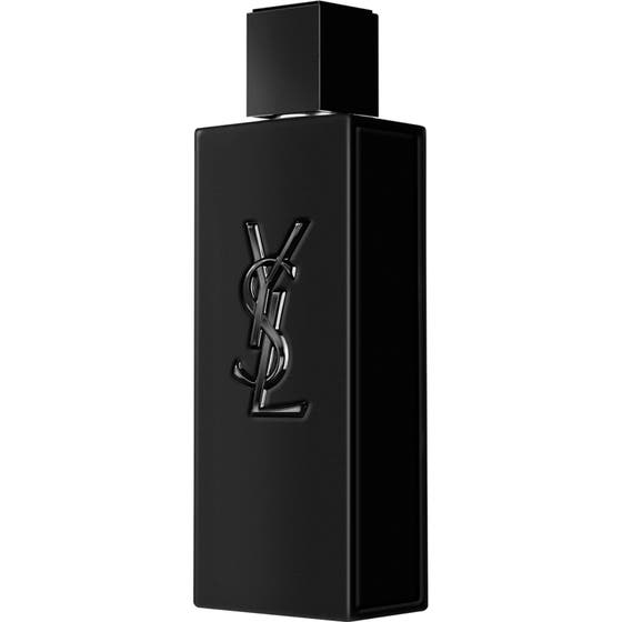 Yves Saint Laurent MYSLF Le Parfum 150 ml herrparfym i en matt svart glasflaska med glansig svart logotyp