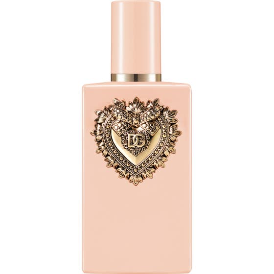 Dolce & Gabbana My Devotion Intense Eau de Parfum 100 ml parfym i ljusrosa flaska med ett detaljrikt guldfärgat hjärta