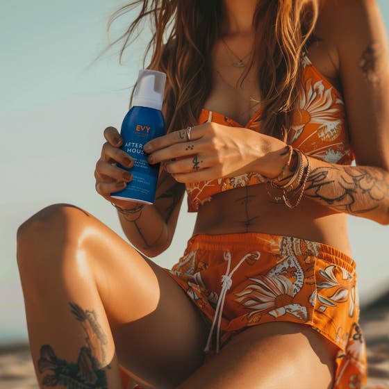 EVY Technology After Sun Mousse 150 ml beroligende mousse som trekker raskt inn i huden uten å smitte av på klær.