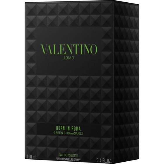 Valentino Born In Roma Uomo Green Stravaganza EdT 100 ml herreparfyme med naglet glassflaske og svart emballasje