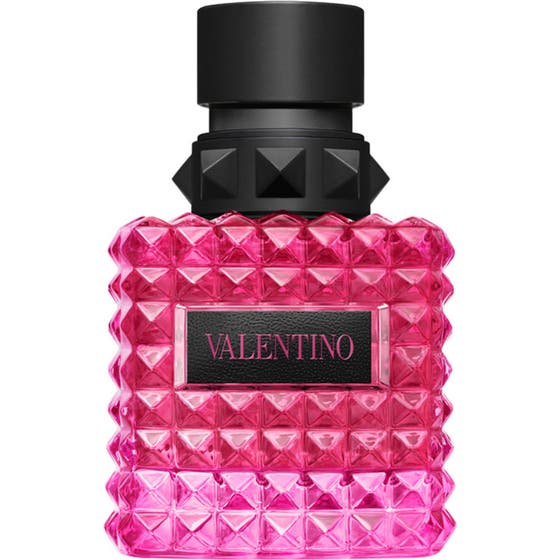 Valentino Born in Roma Donna Extradose Parfum 50 ml hajuvesi pinkissä niittikuvioidussa lasipullossa mustalla korkilla