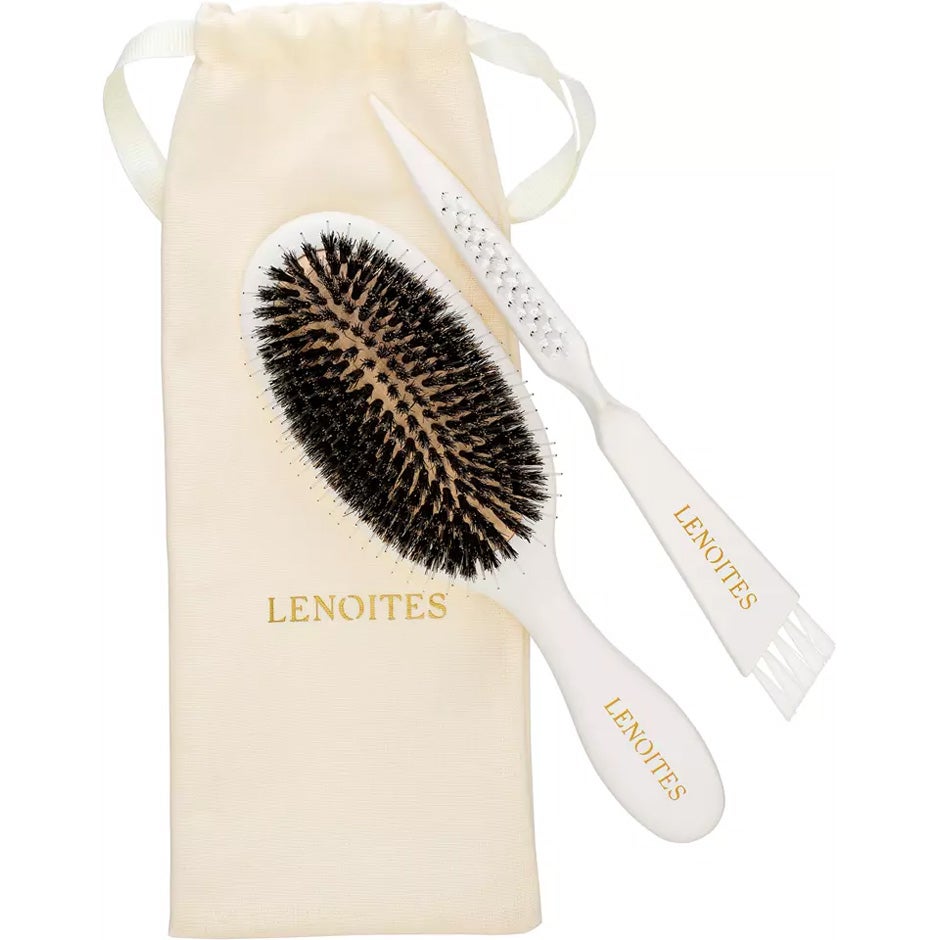 Wild Boar Hair Brush with Cleaning Tool Black 1 pcs