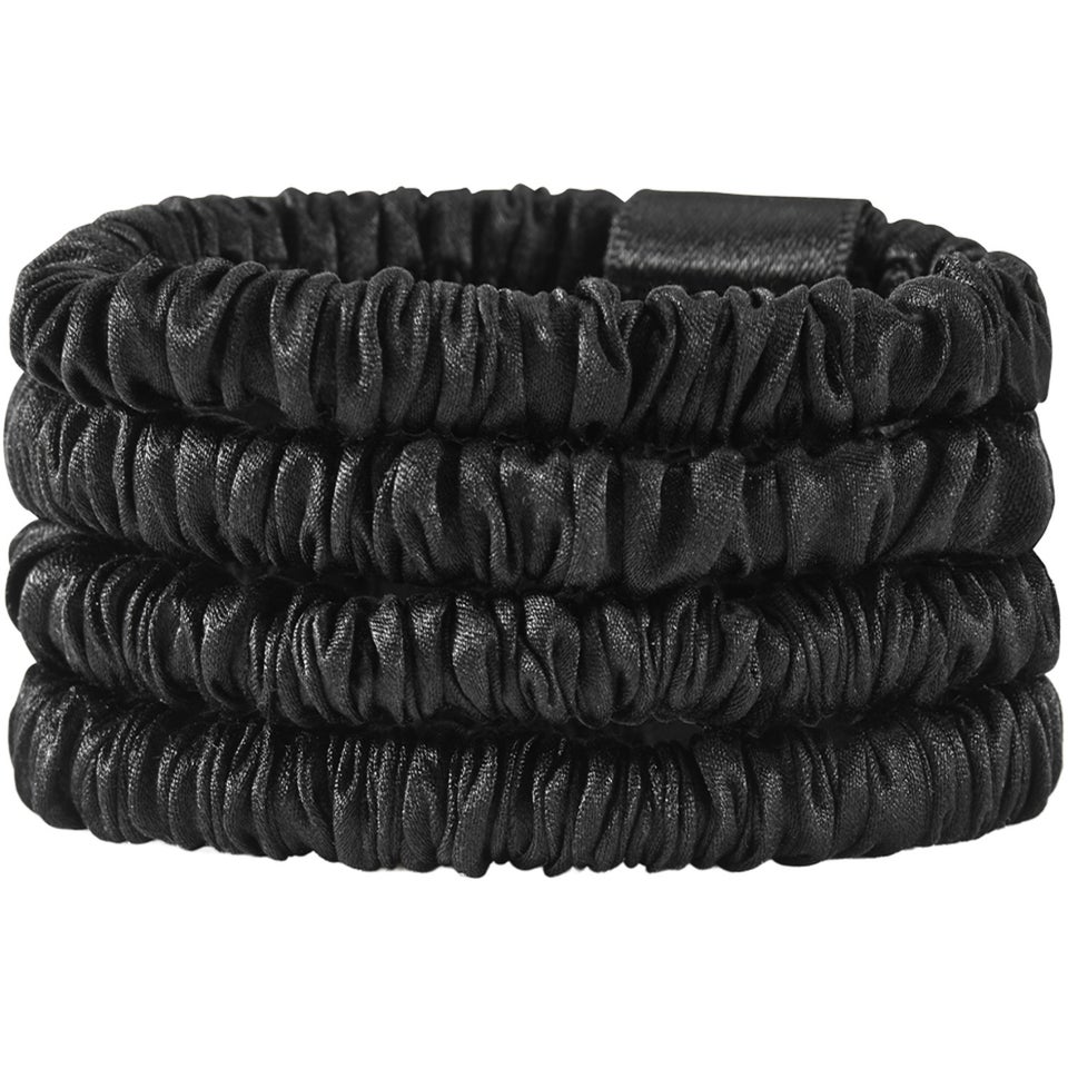 Mulberry Silk Skinny Scrunchies Black 4 pcs