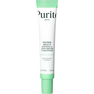 Purito Wonder Releaf Centella Eye Cream 30 ml beroligende øyekrem i hvit tube med grønn kork.