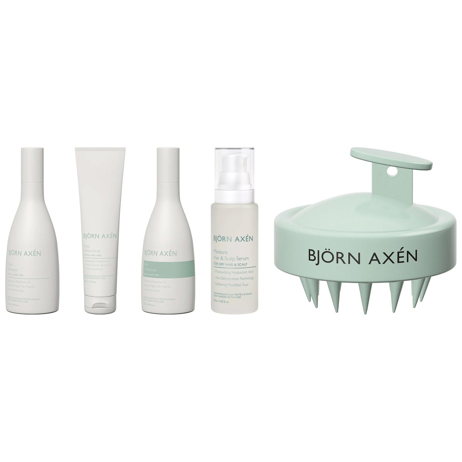 Björn Axén Complete Scalp Care Routine Shampoo 250ml, Conditioner 250ml, Scrub 150ml, Serum 60ml, Brush
