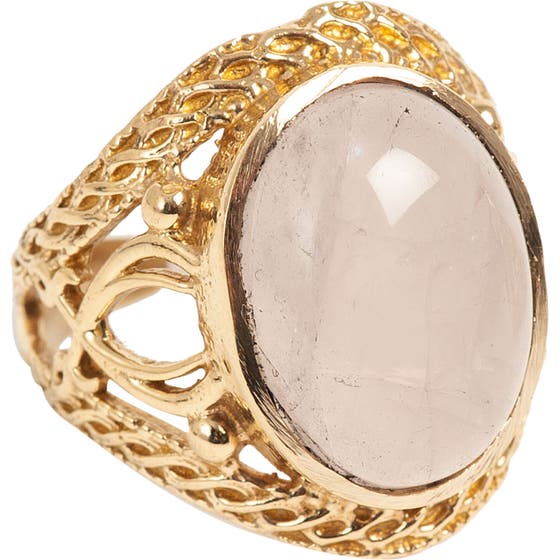 Bohemian Ring Big Brass Rosenquarts
