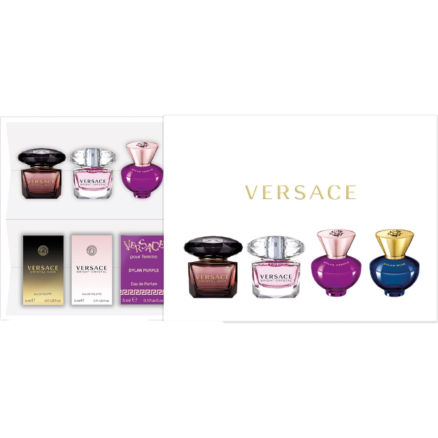 Versace Gift Set Pour Femme Miniature Dylan Blue + Dylan Purple + Bright Crystal + Crystal Noir (4 x 5 ml)