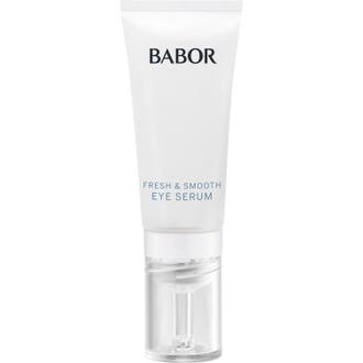 Babor Fresh & Smooth Eye Serum opfriskende øjenserum i hvid tube med en klar applikator i bunden