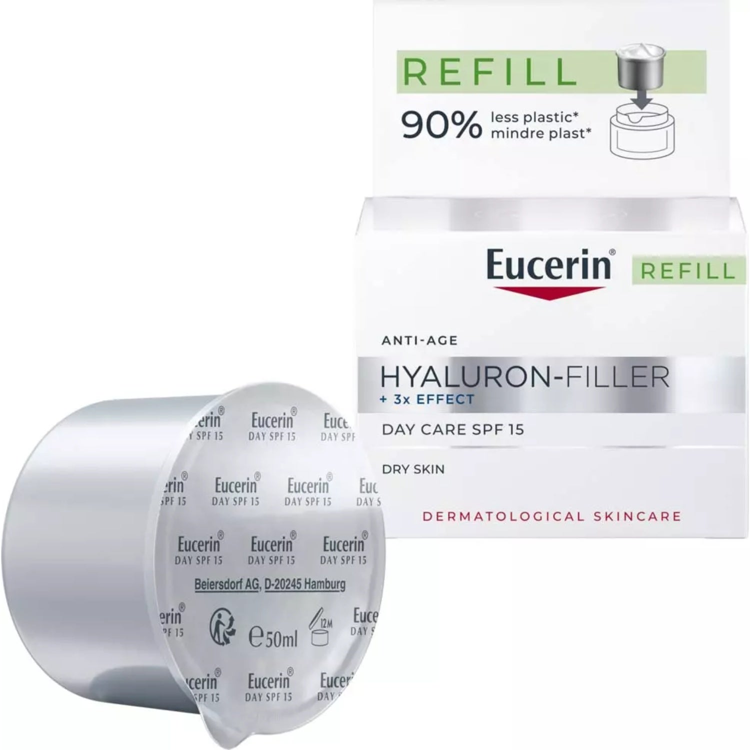 Eucerin Hyaluron-Filler Day Cream SPF 15 for Dry Skin Refill 50ml - Anti-Wrinkle