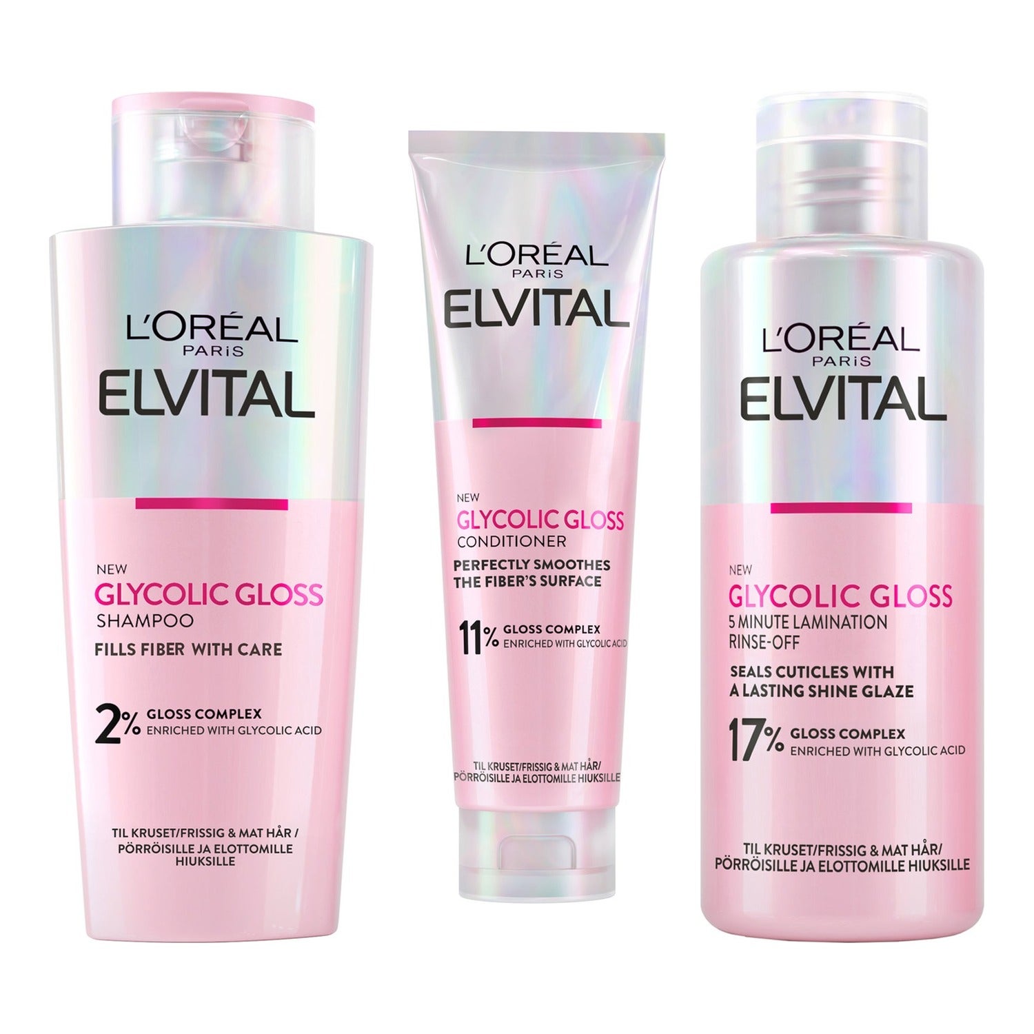 L'Oréal Paris Glossy Hair Renewal Set Shampoo 200ml & Conditioner 150ml & Treatment 200ml - 550 ml