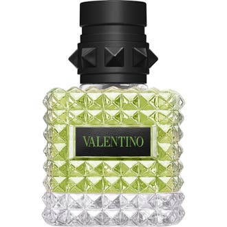 Valentino Born in Roma Donna Green Stravaganza 30 ml parfym i glasflaska med nitar och grön vätska med svart kork