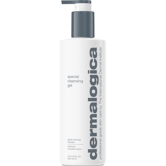 Dermalogica Special Cleansing Gel 500 ml skummende ansiktsrens på hvit pumpeflaske med grå detaljer