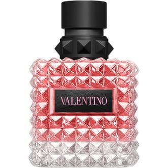 Valentino Born in Roma Donna 100 ml blommig parfym i fyrkantig glasflaska med nitar och rosa vätska