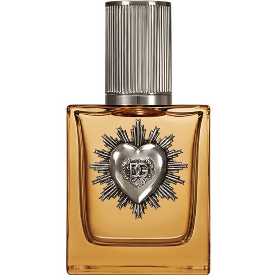 Dolce & Gabbana Devotion Pour Homme Parfum 50 ml herreparfyme i firkantet glassflaske med sølvfarget hjerteemblem